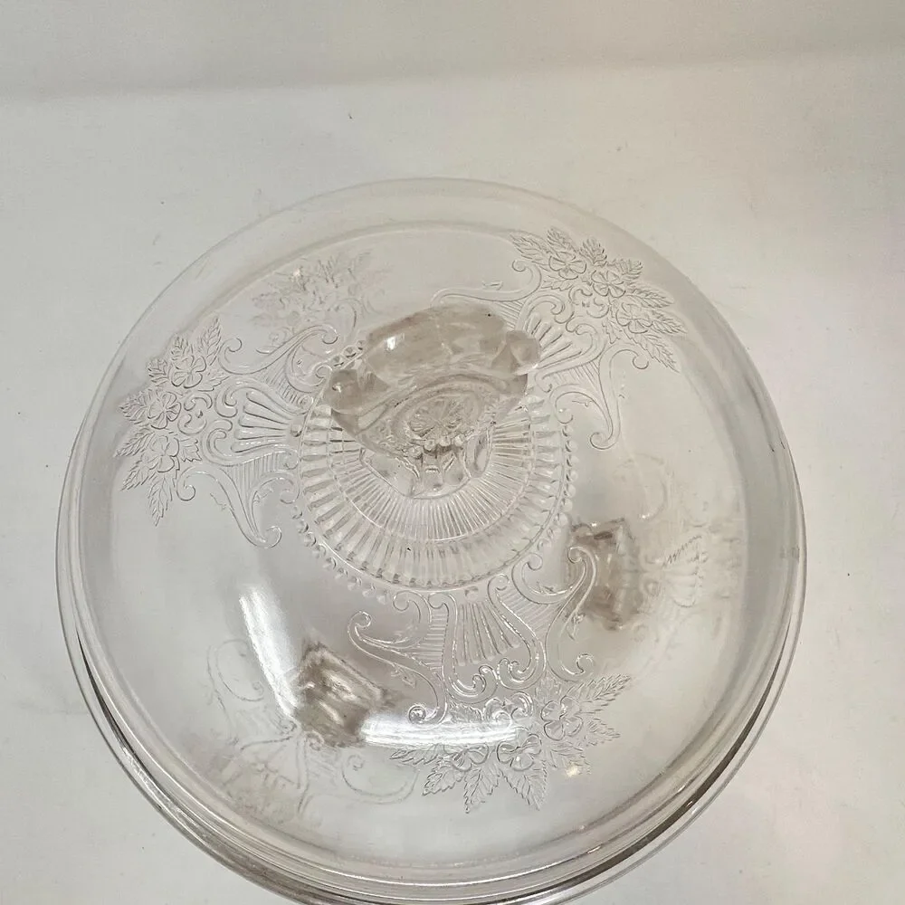 Antique Riverside Glass Works No 4 Grasshopper EAPG Covered Casserole Bowl Lid